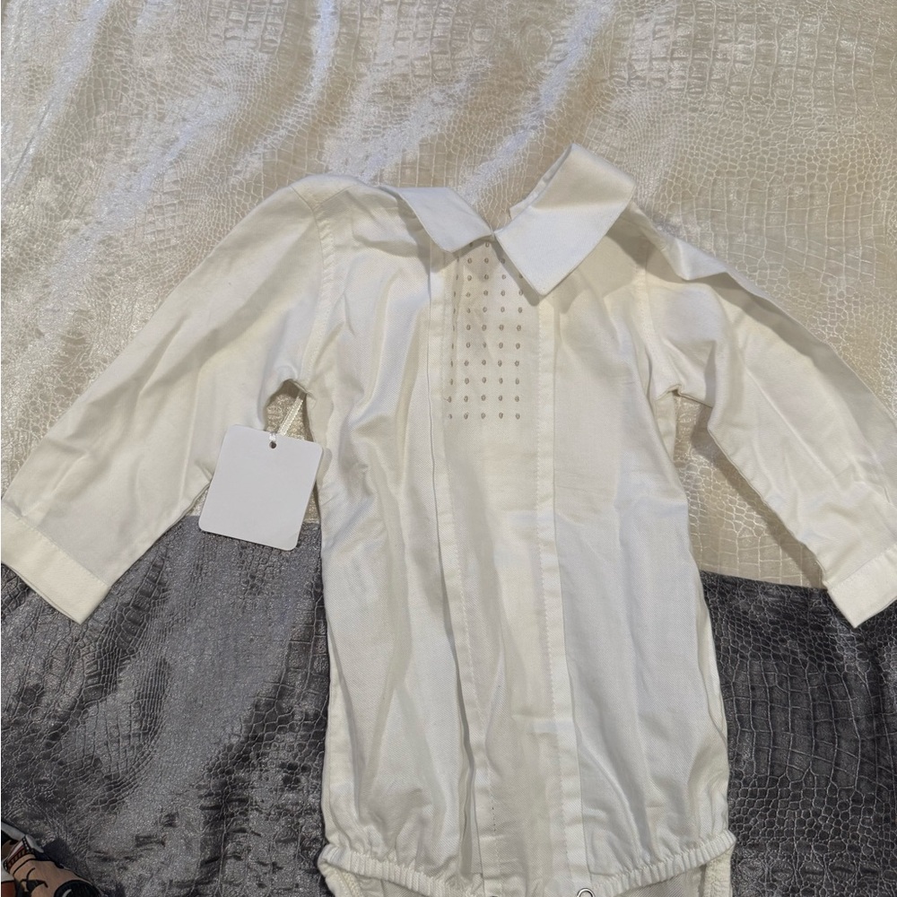 Manuellefrank manuell & frankWhite Long-Sleeve Baby romper 12M